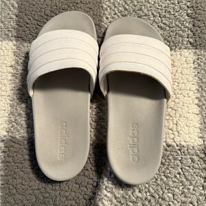 Adidas Gray and White Slide Sandals